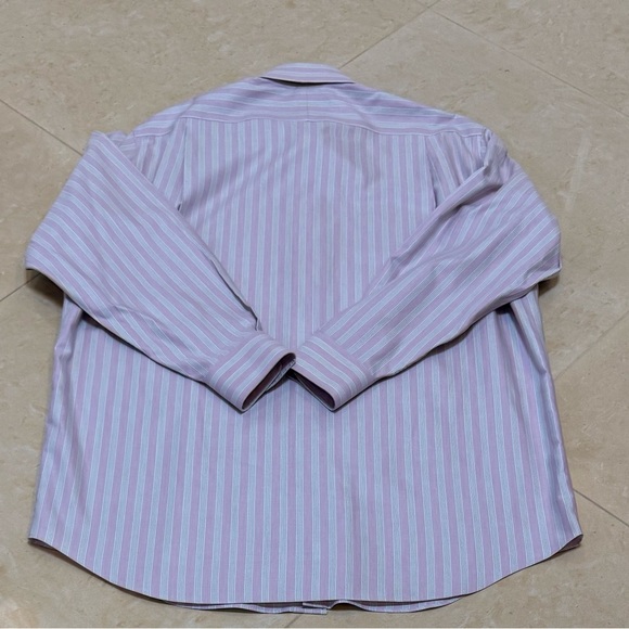 Paul Fredrick Men's Pink Striped Shirt Classic Fit Non Iron 16-1/2+33 - Picture 2 of 9